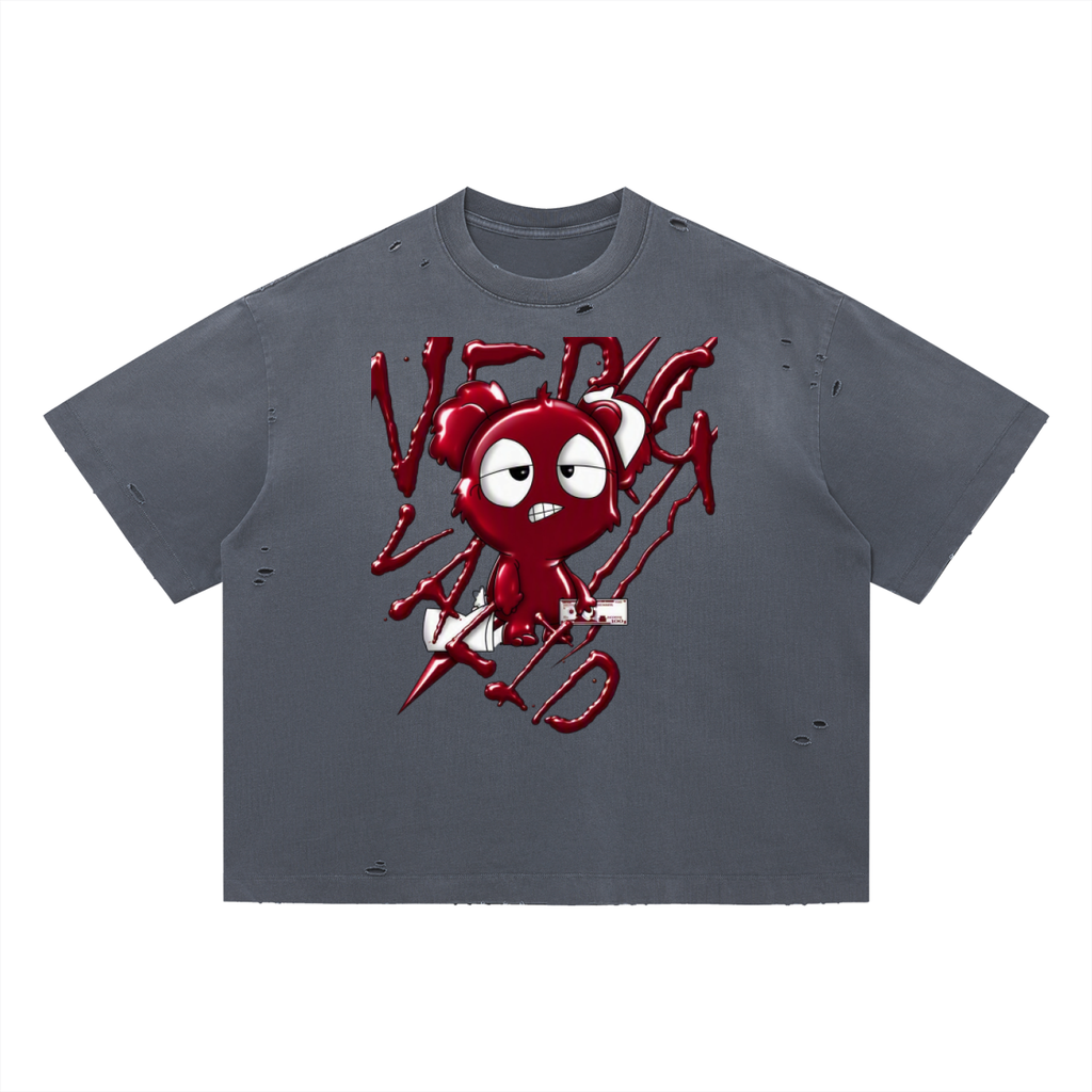 Loopy Lavi Vintage Washed Distressed Boxy Oversized T-Shirt