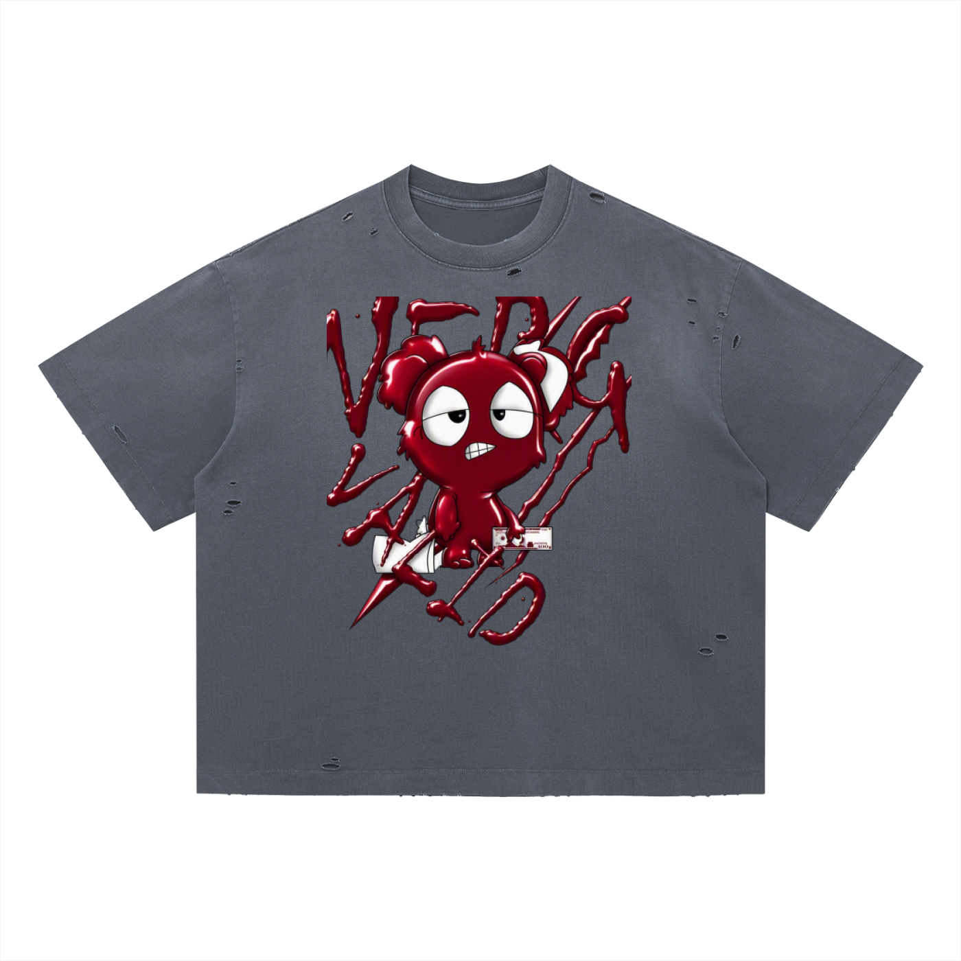 Loopy Lavi Vintage Washed Distressed Boxy Oversized T-Shirt