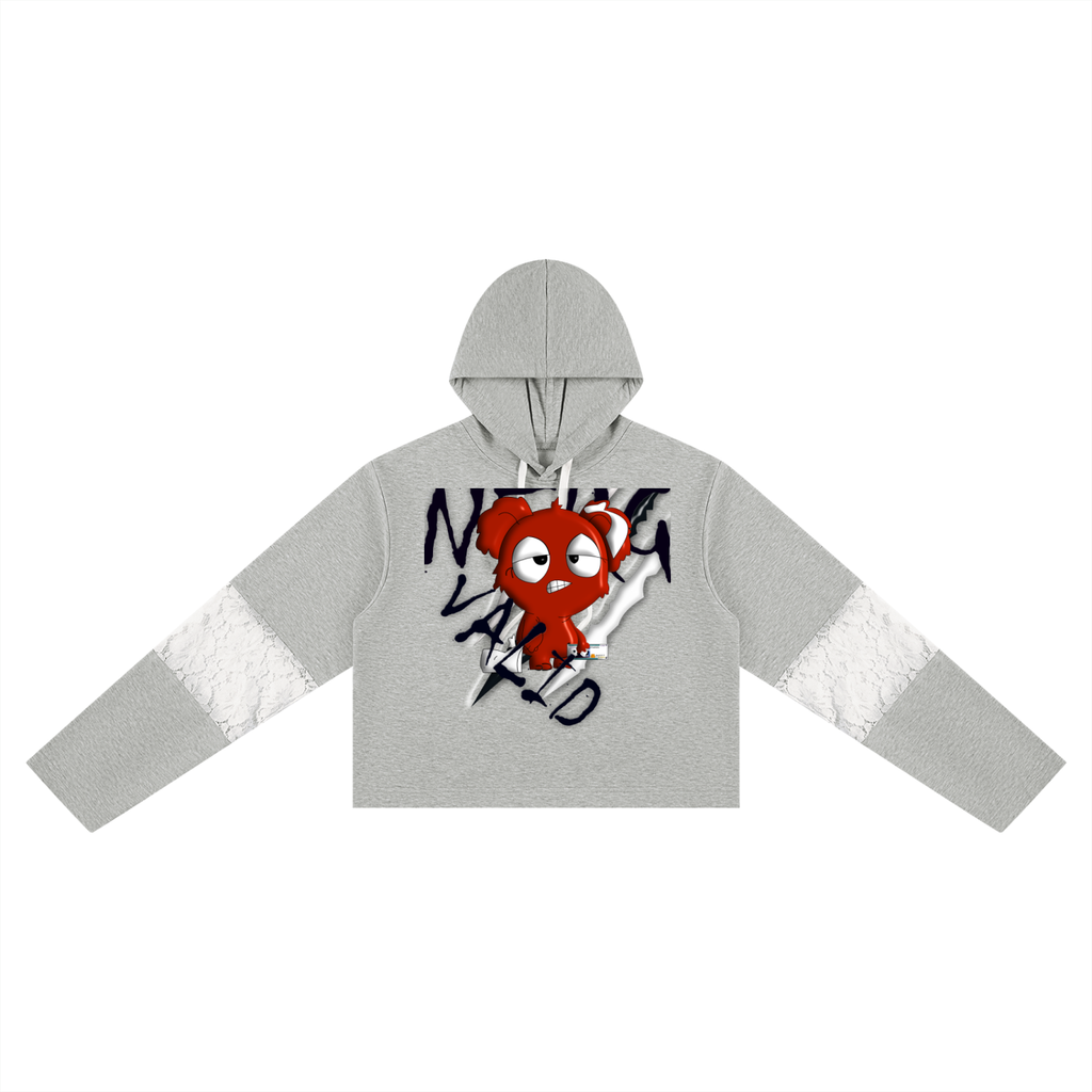Loopy Lavi Women’s Cropped Lace-Panel Hoodie