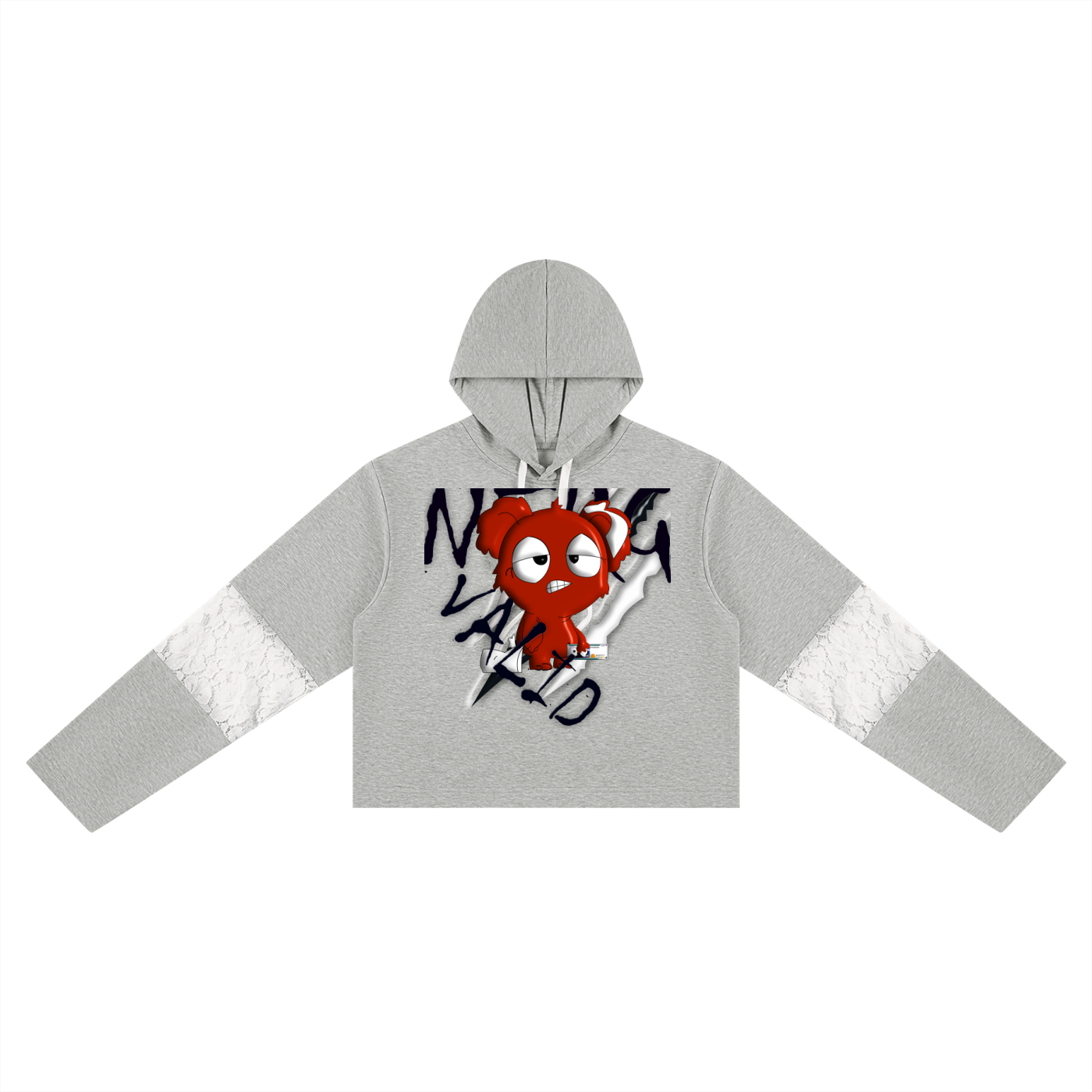 Loopy Lavi Women’s Cropped Lace-Panel Hoodie