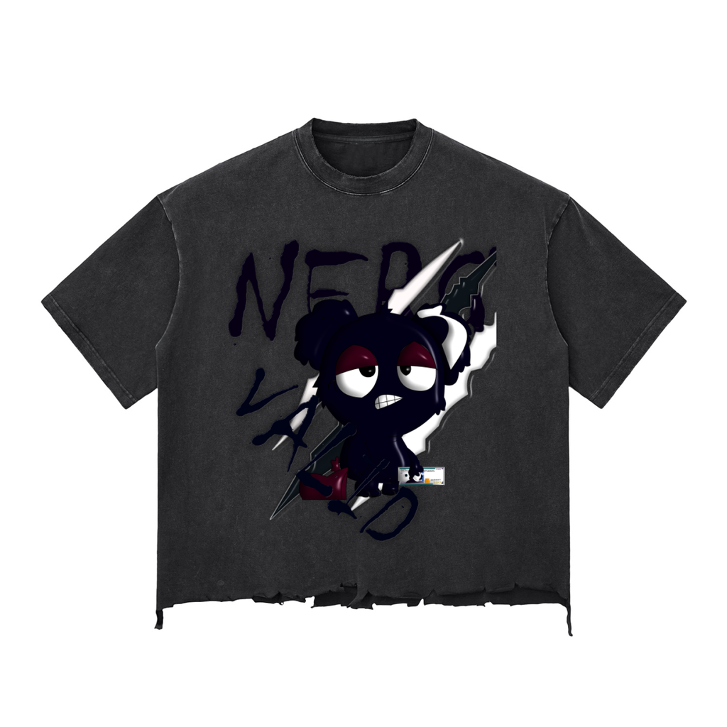 Loopylavi Snow Wash Raw-Hem Boxy T-shirt