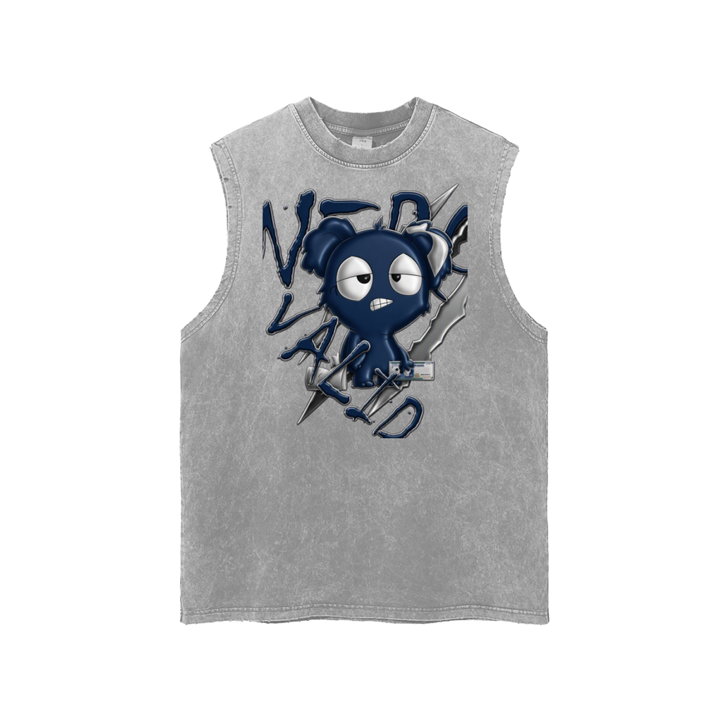 Loopy Lavi Snow Washed Frayed Hem Tank Top