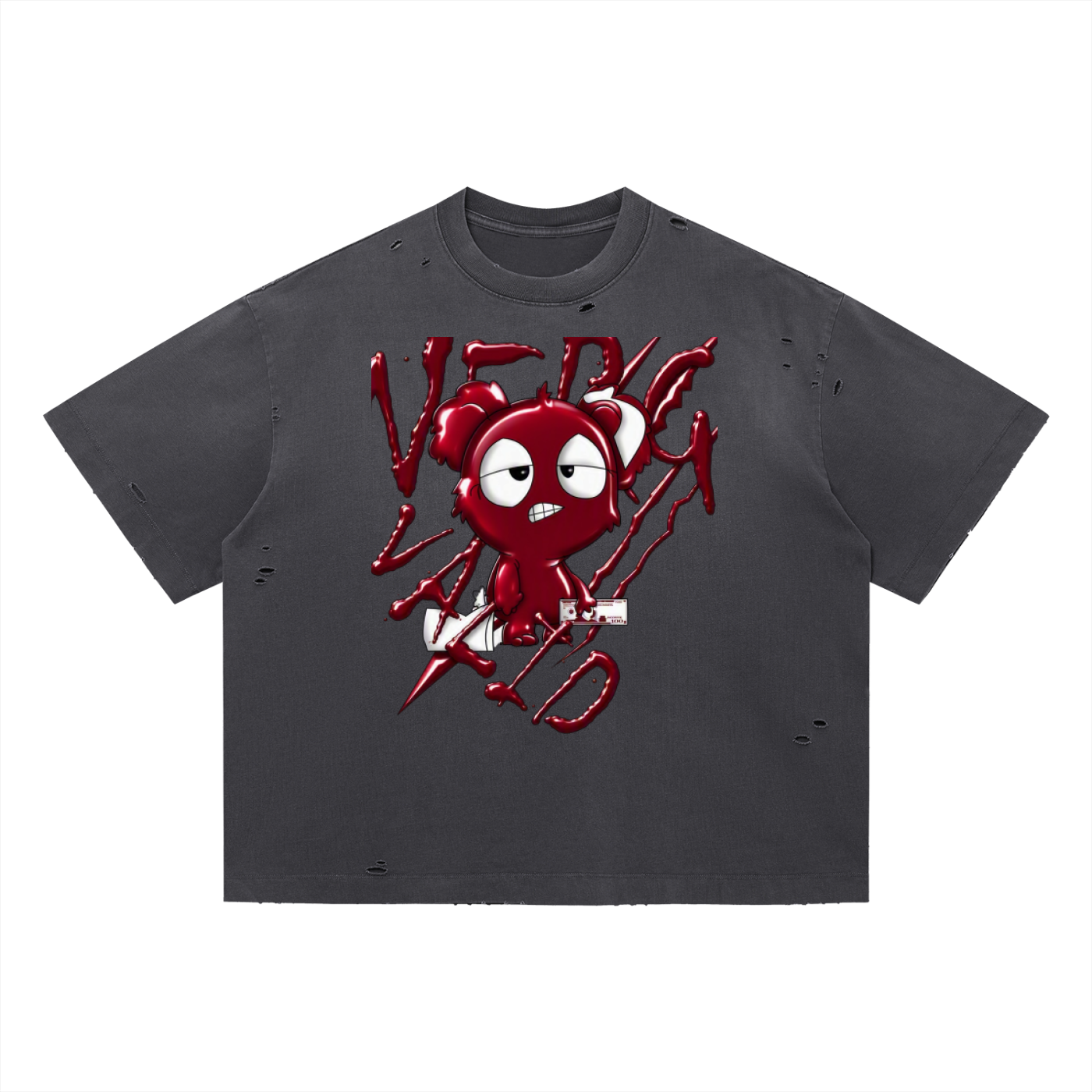 Loopy Lavi Vintage Washed Distressed Boxy Oversized T-Shirt