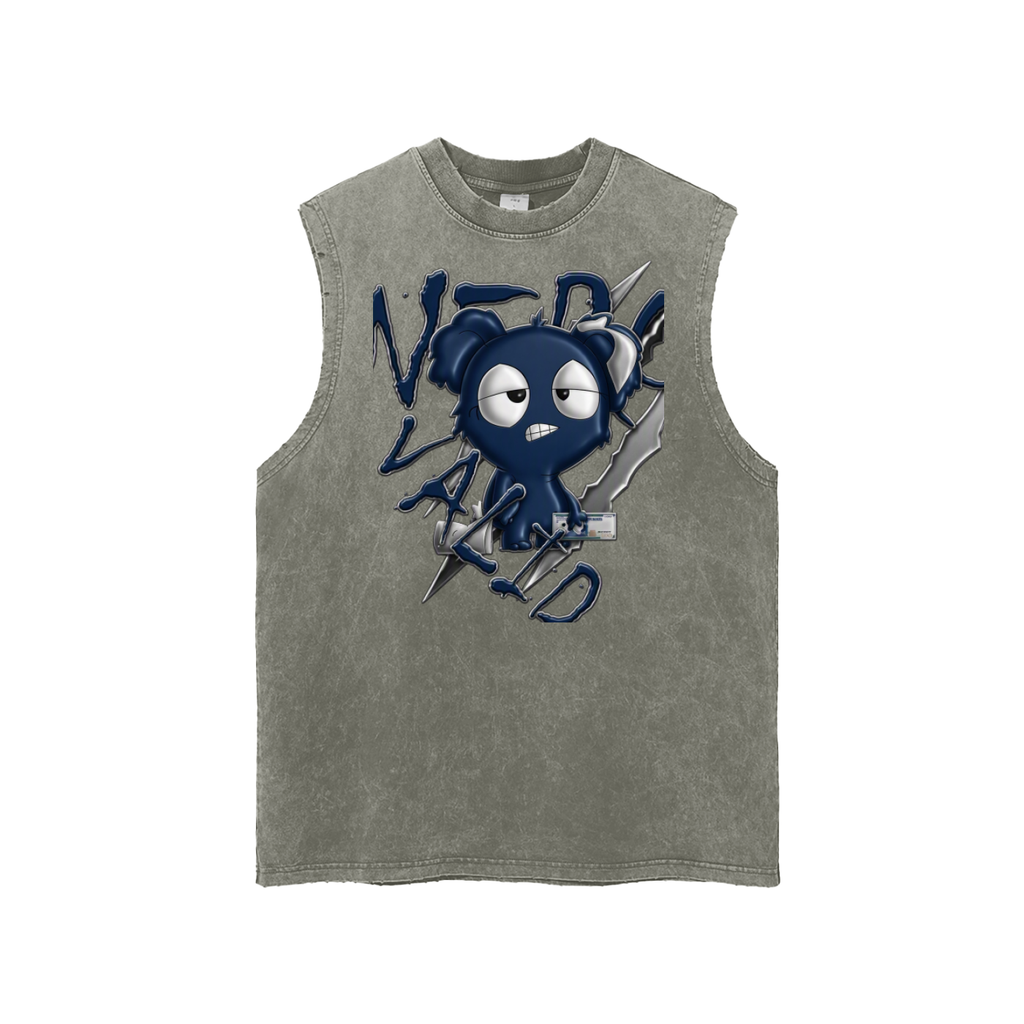 Loopy Lavi Snow Washed Frayed Hem Tank Top