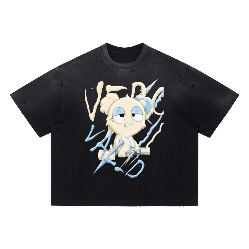Loopy Lavi Vintage Washed Distressed Boxy Oversized T-Shirt