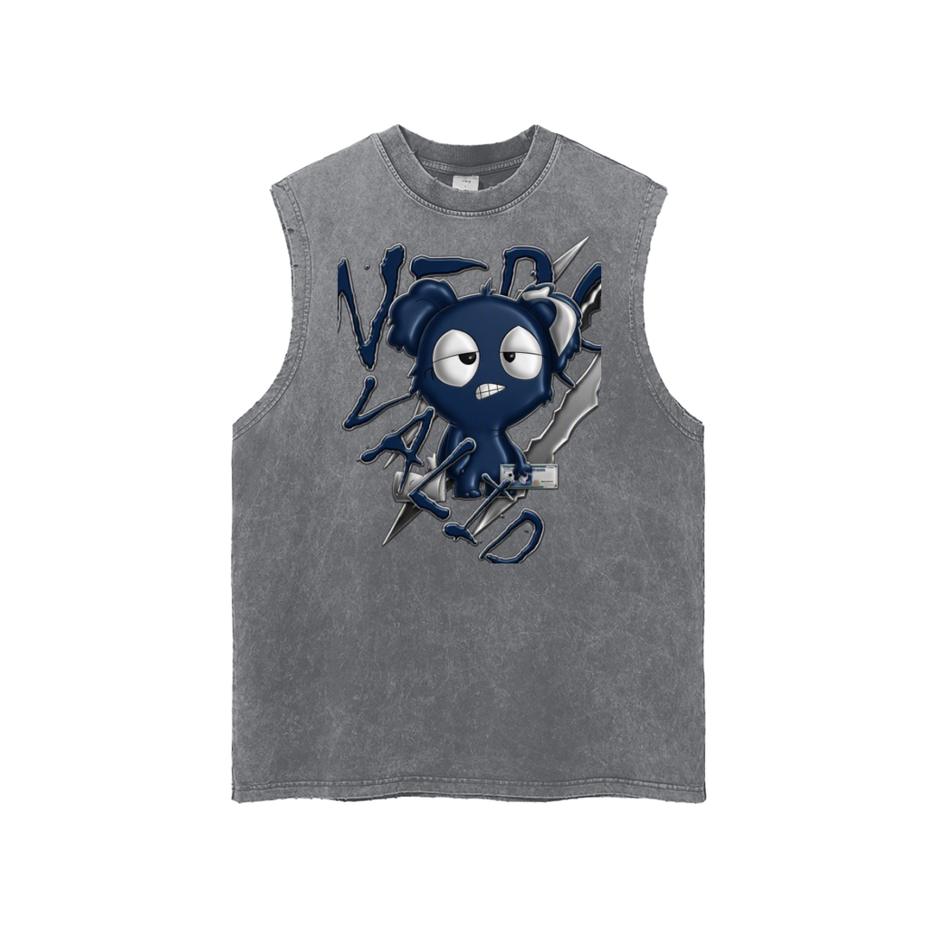 Loopy Lavi Snow Washed Frayed Hem Tank Top