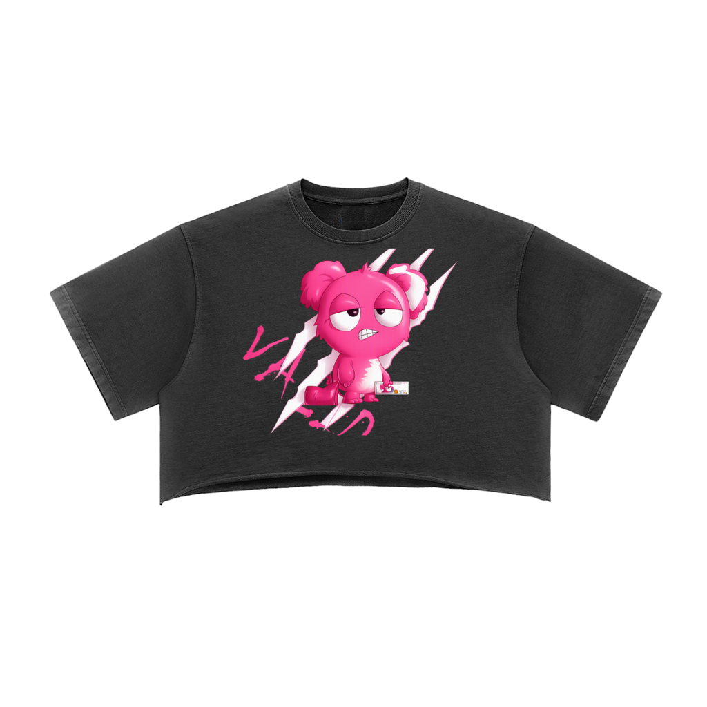 Loopy lavi Snow Washed Raw Edge Crop Top