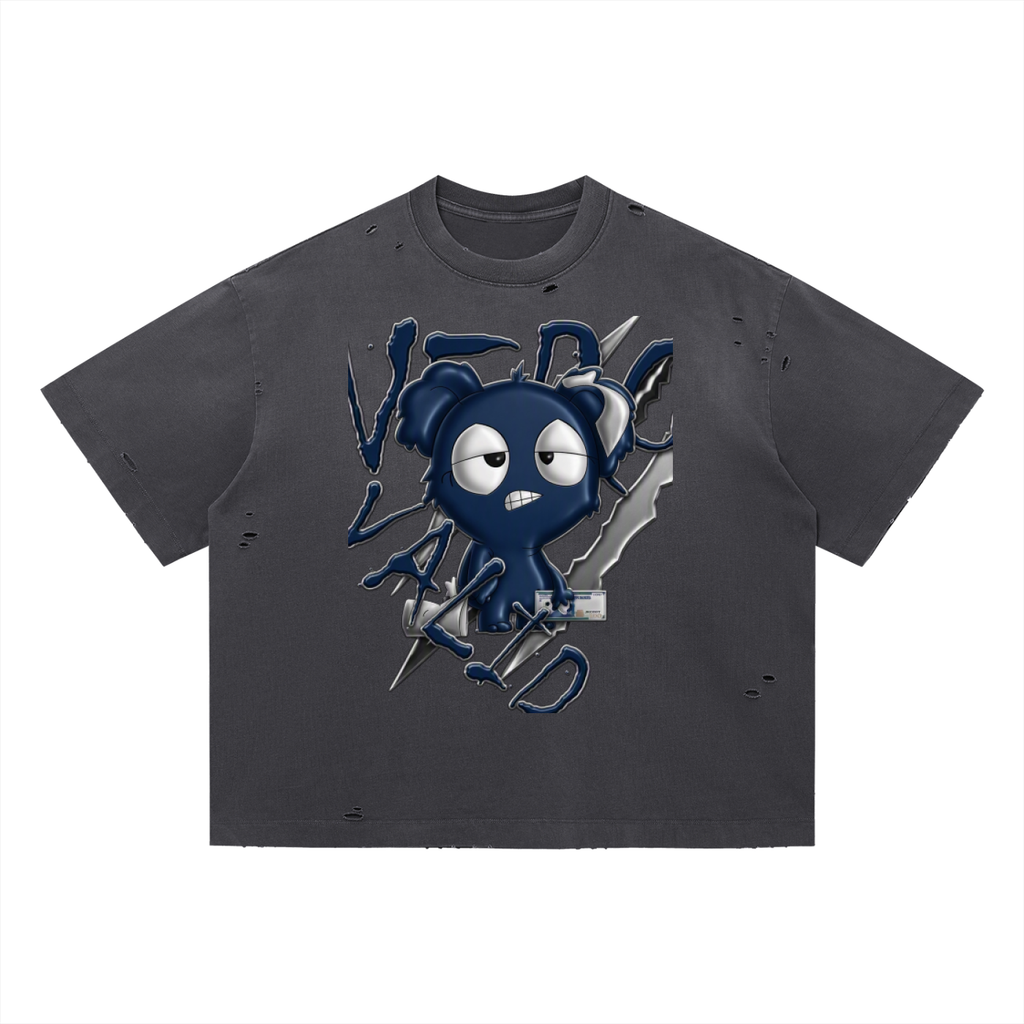 Loopy Lavi Vintage Washed Distressed Boxy Oversized T-Shirt