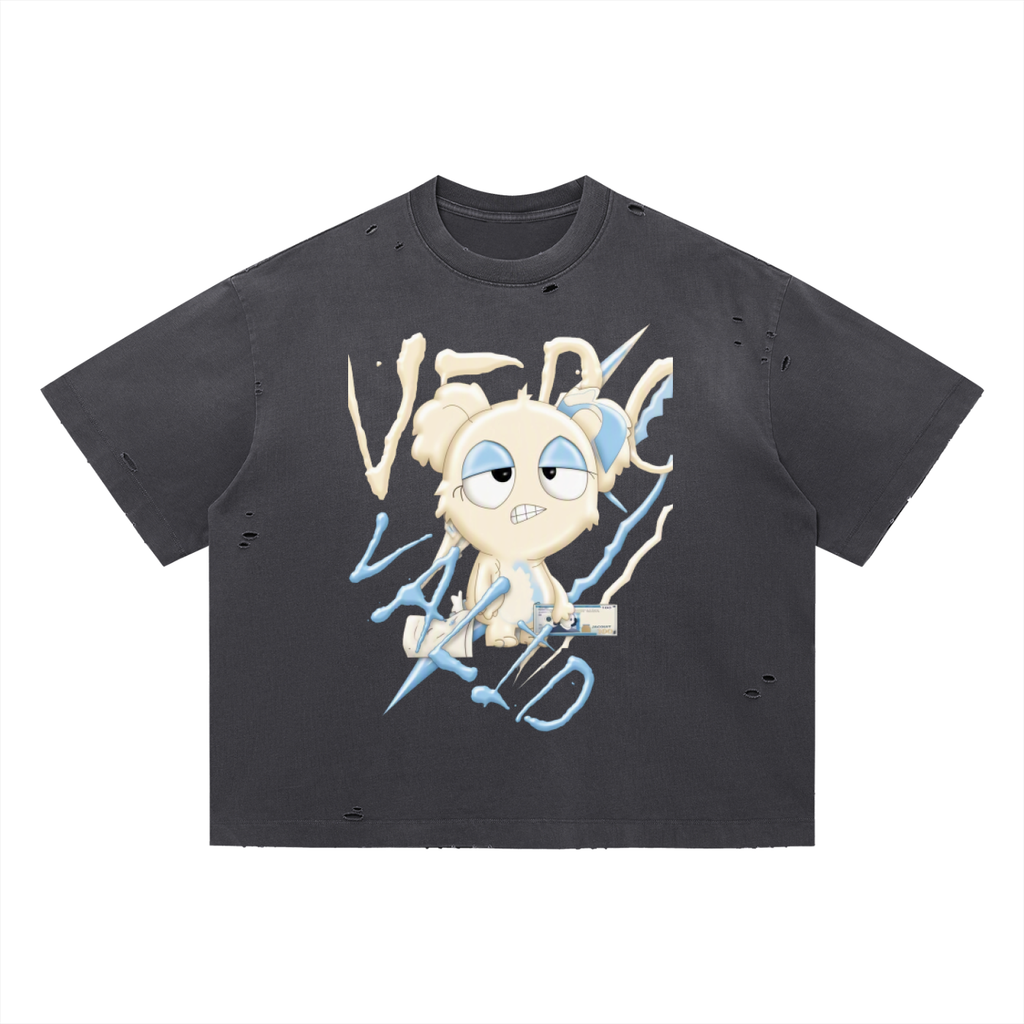 Loopy Lavi Vintage Washed Distressed Boxy Oversized T-Shirt