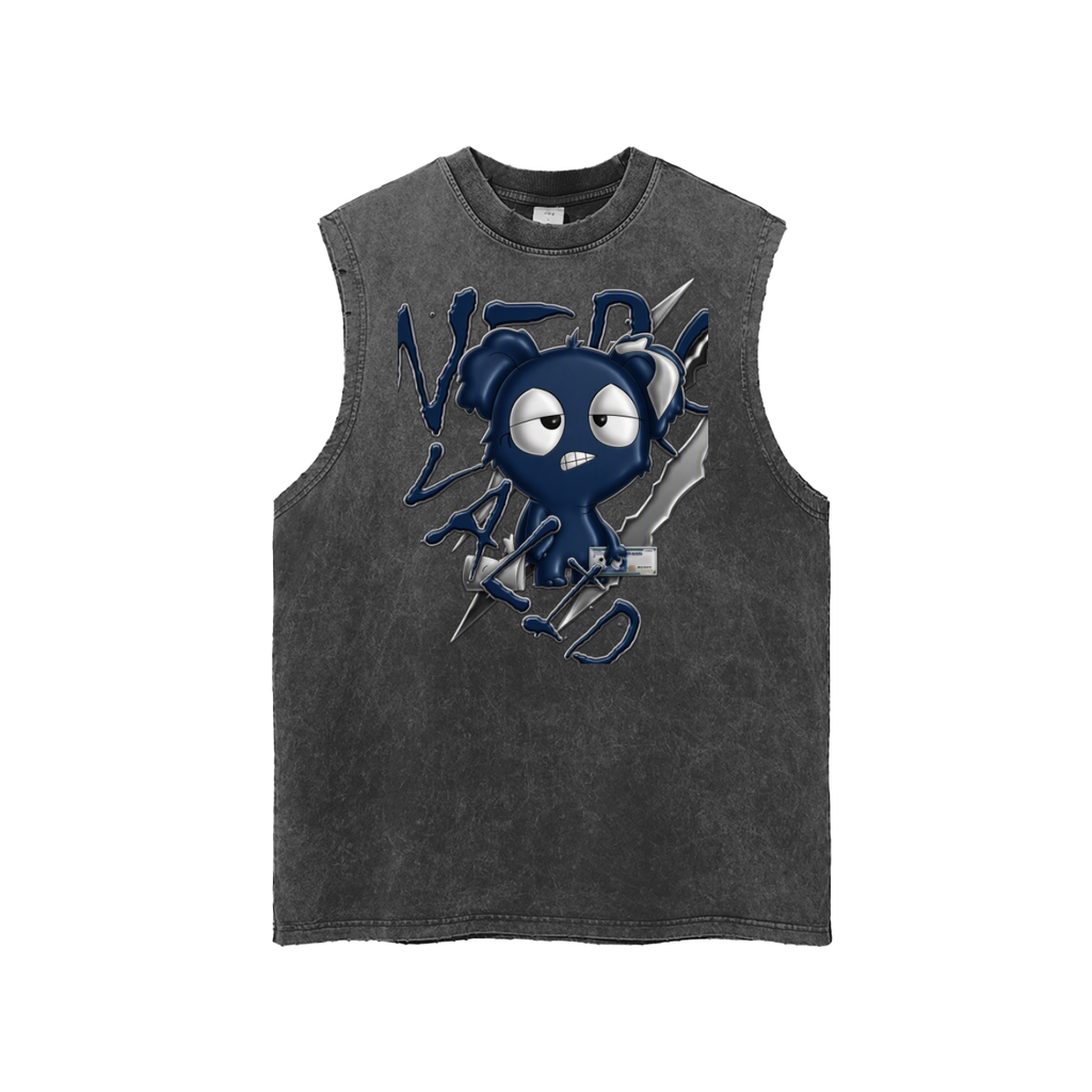 Loopy Lavi Snow Washed Frayed Hem Tank Top