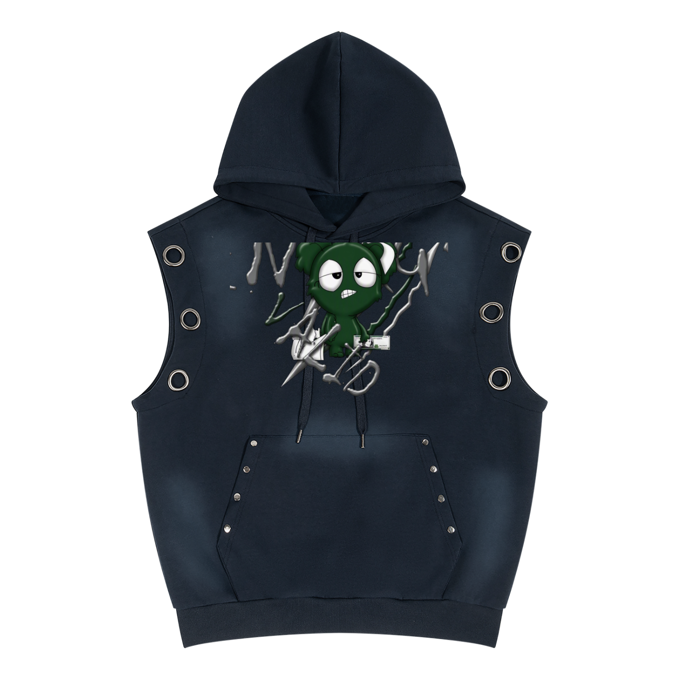 Unisex Vintage Wash Sun Fade Sleeveless Hoodie