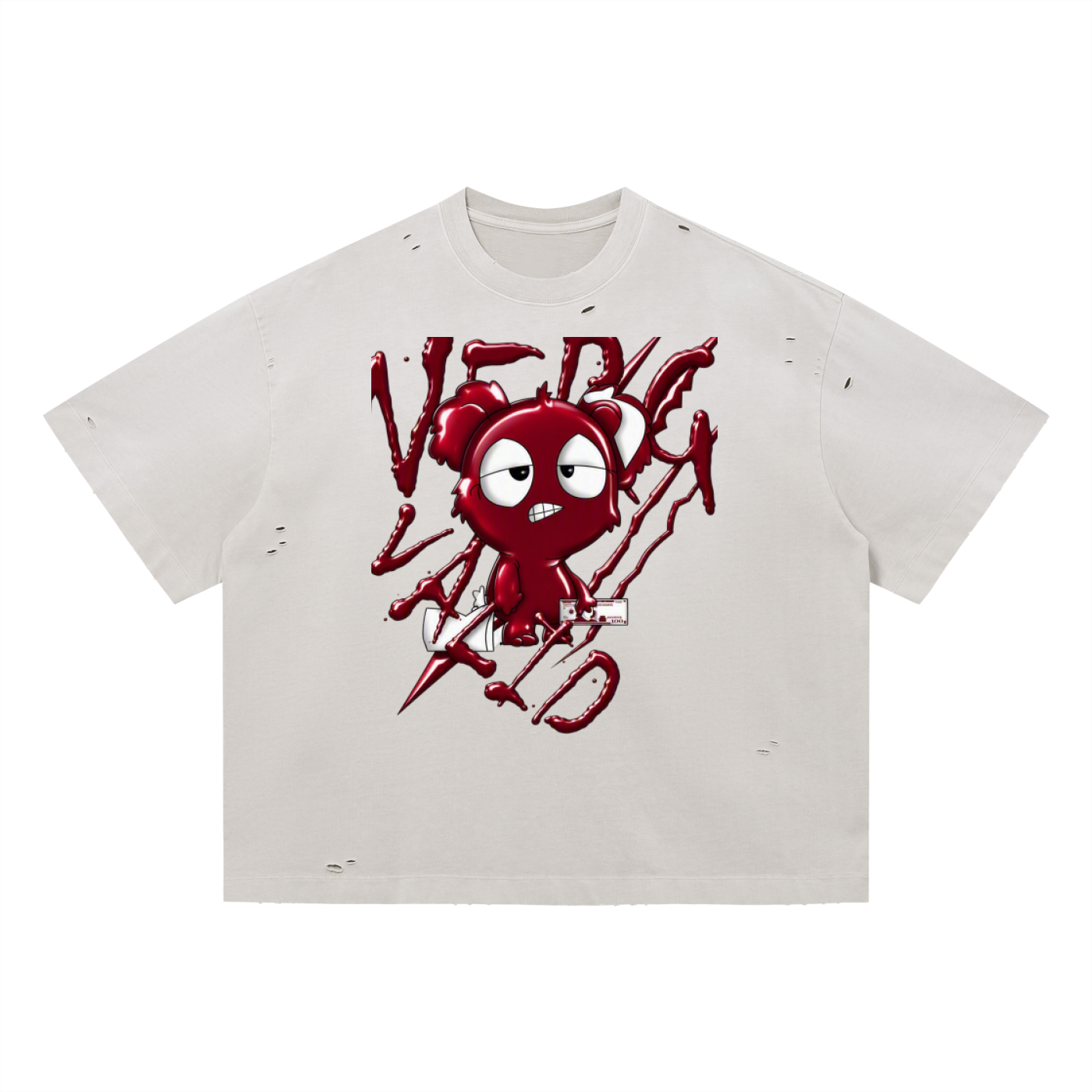 Loopy Lavi Vintage Washed Distressed Boxy Oversized T-Shirt