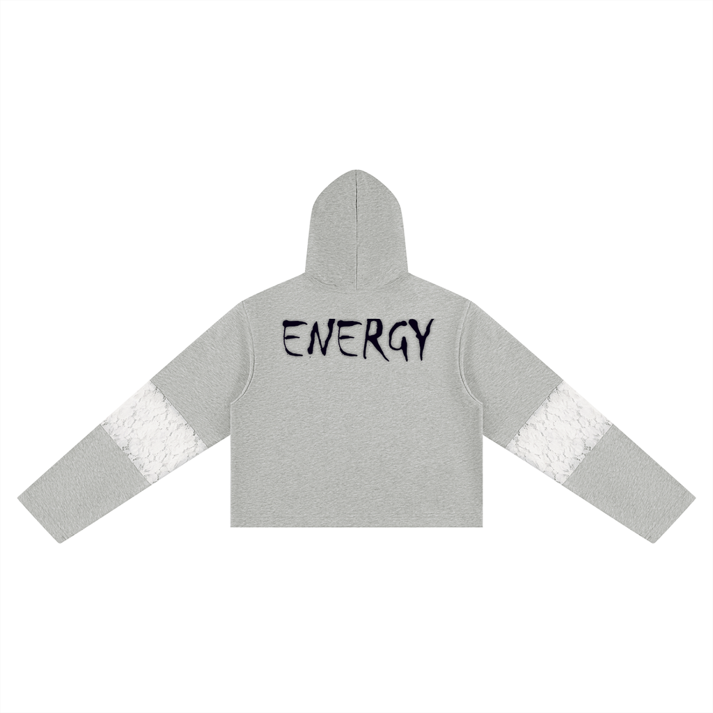 Loopy Lavi Women’s Cropped Lace-Panel Hoodie