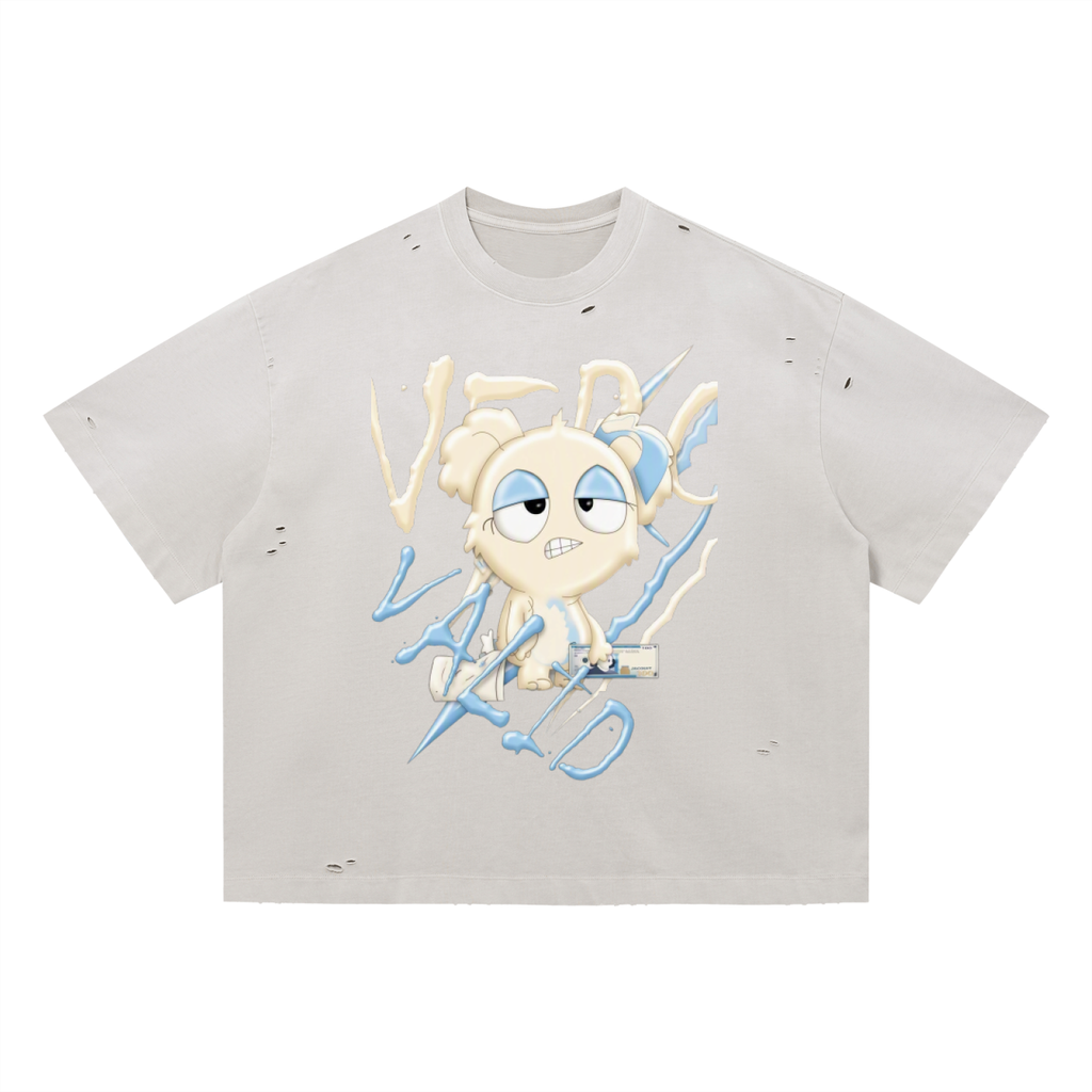 Loopy Lavi Vintage Washed Distressed Boxy Oversized T-Shirt