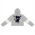 Loopy Lavi Women’s Cropped Lace-Panel Hoodie