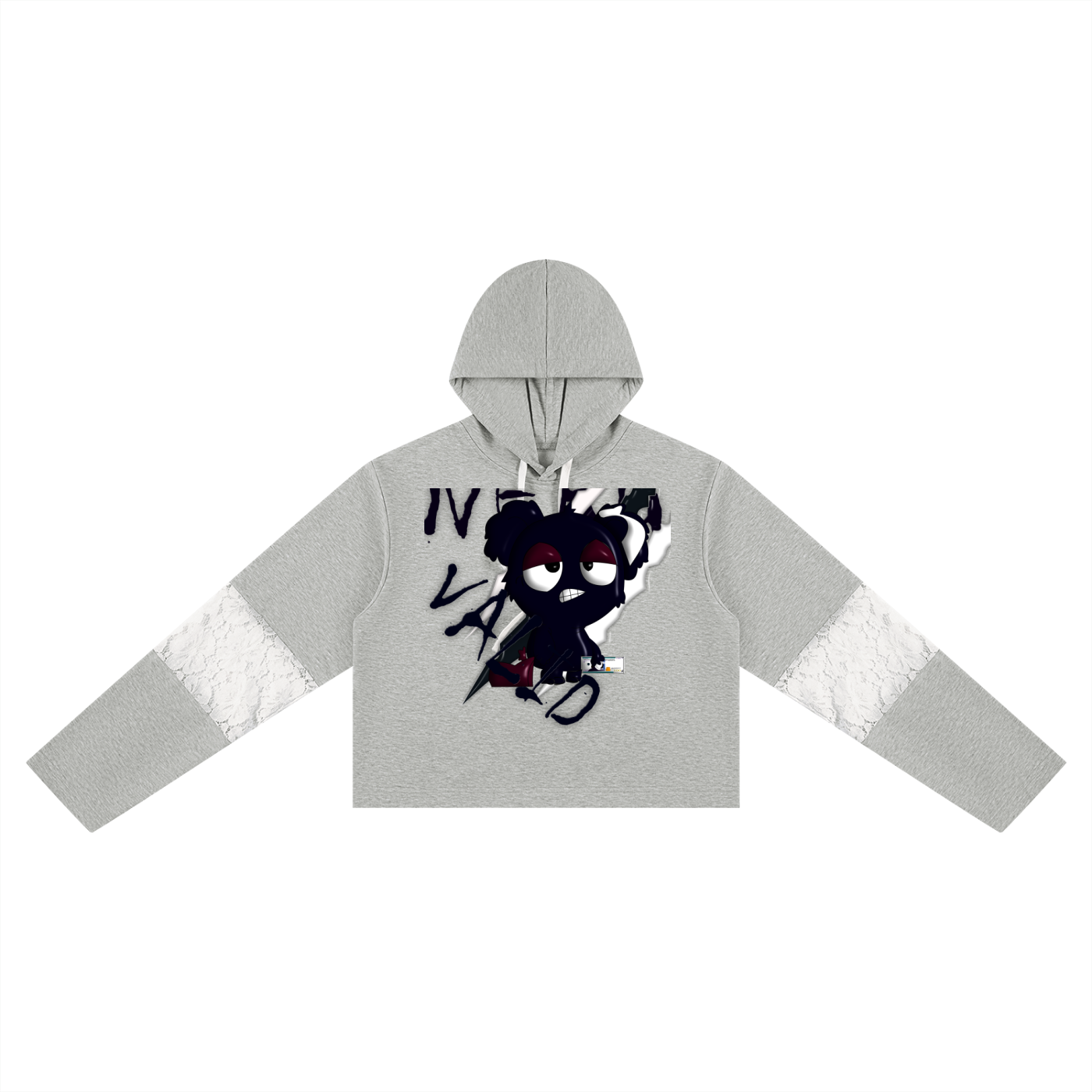 Loopy Lavi Women’s Cropped Lace-Panel Hoodie