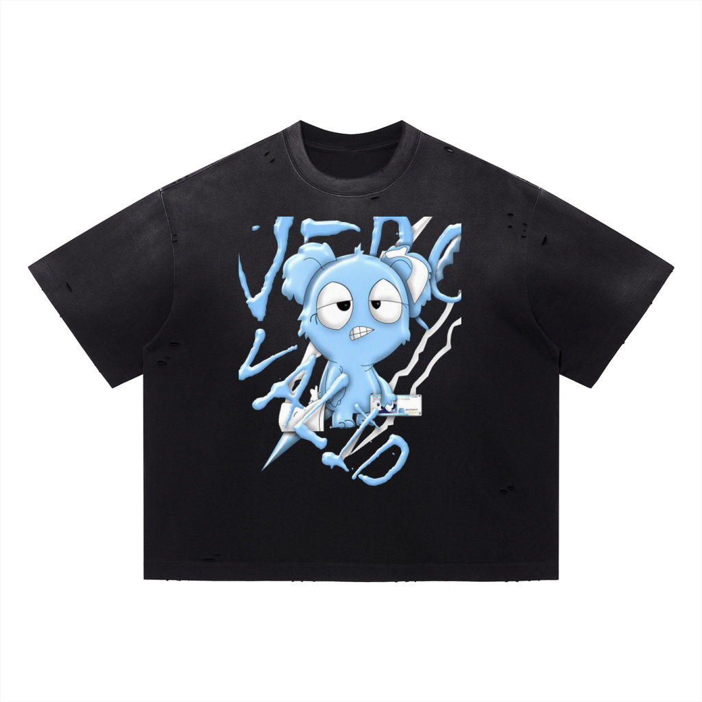 Loopy Lavi Vintage Washed Distressed Boxy Oversized T-Shirt