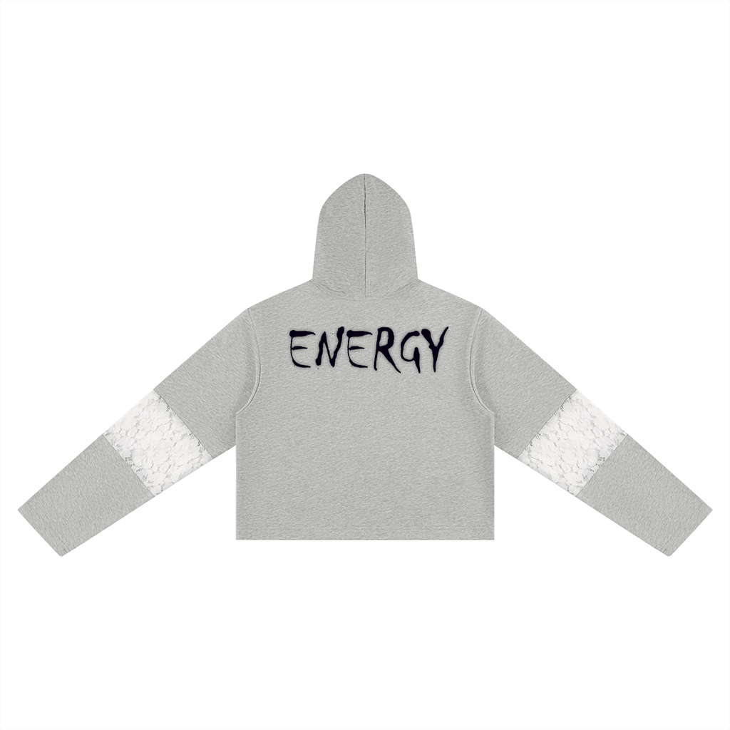 Loopy Lavi Women’s Cropped Lace-Panel Hoodie