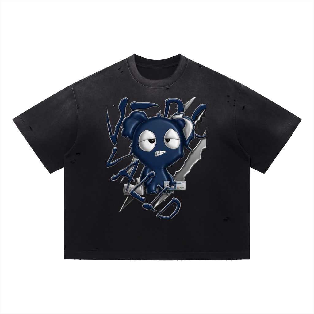 Loopy Lavi Vintage Washed Distressed Boxy Oversized T-Shirt