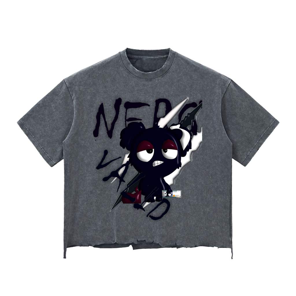 Loopylavi Snow Wash Raw-Hem Boxy T-shirt