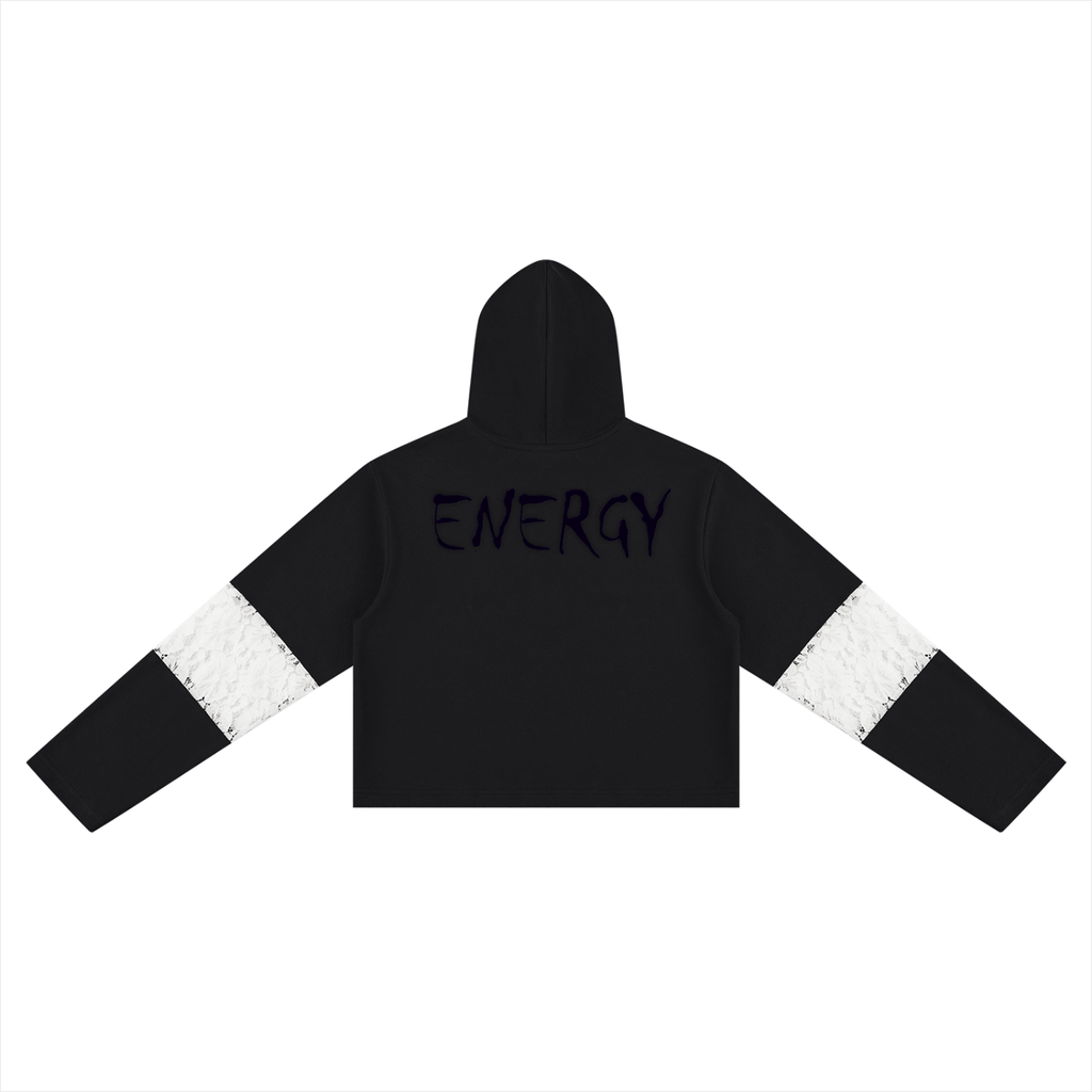 Loopy Lavi Women’s Cropped Lace-Panel Hoodie