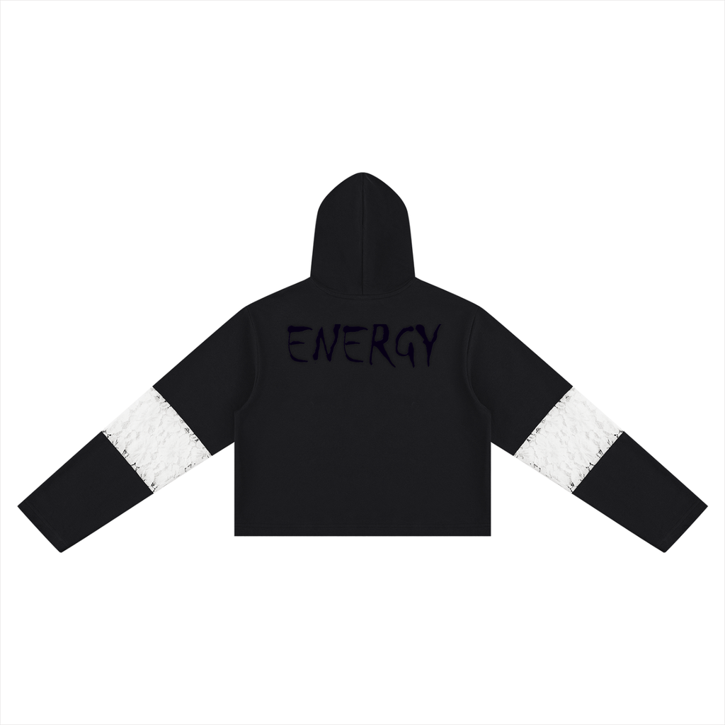 Loopy Lavi Women’s Cropped Lace-Panel Hoodie