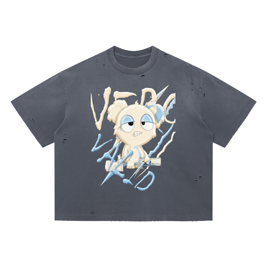 Loopy Lavi Vintage Washed Distressed Boxy Oversized T-Shirt