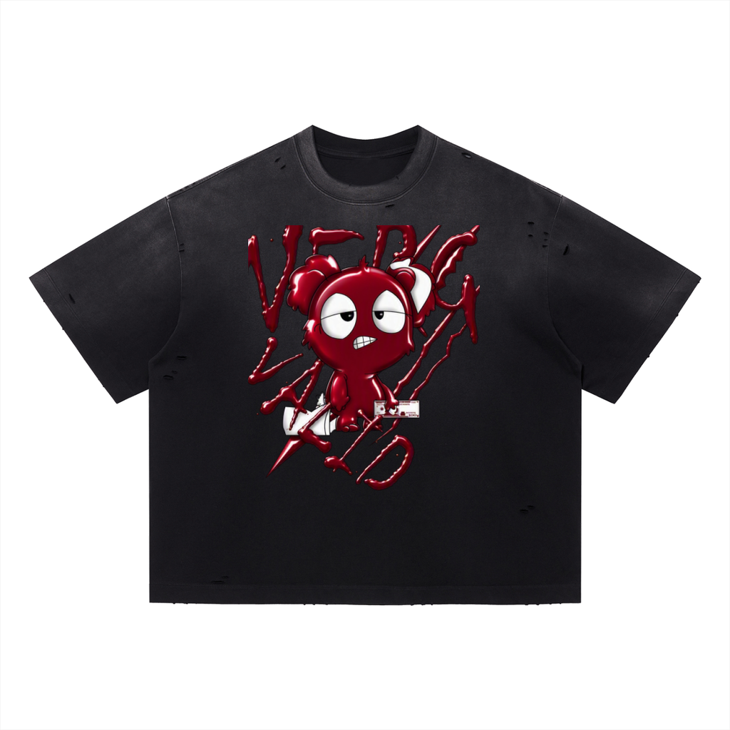 Loopy Lavi Vintage Washed Distressed Boxy Oversized T-Shirt