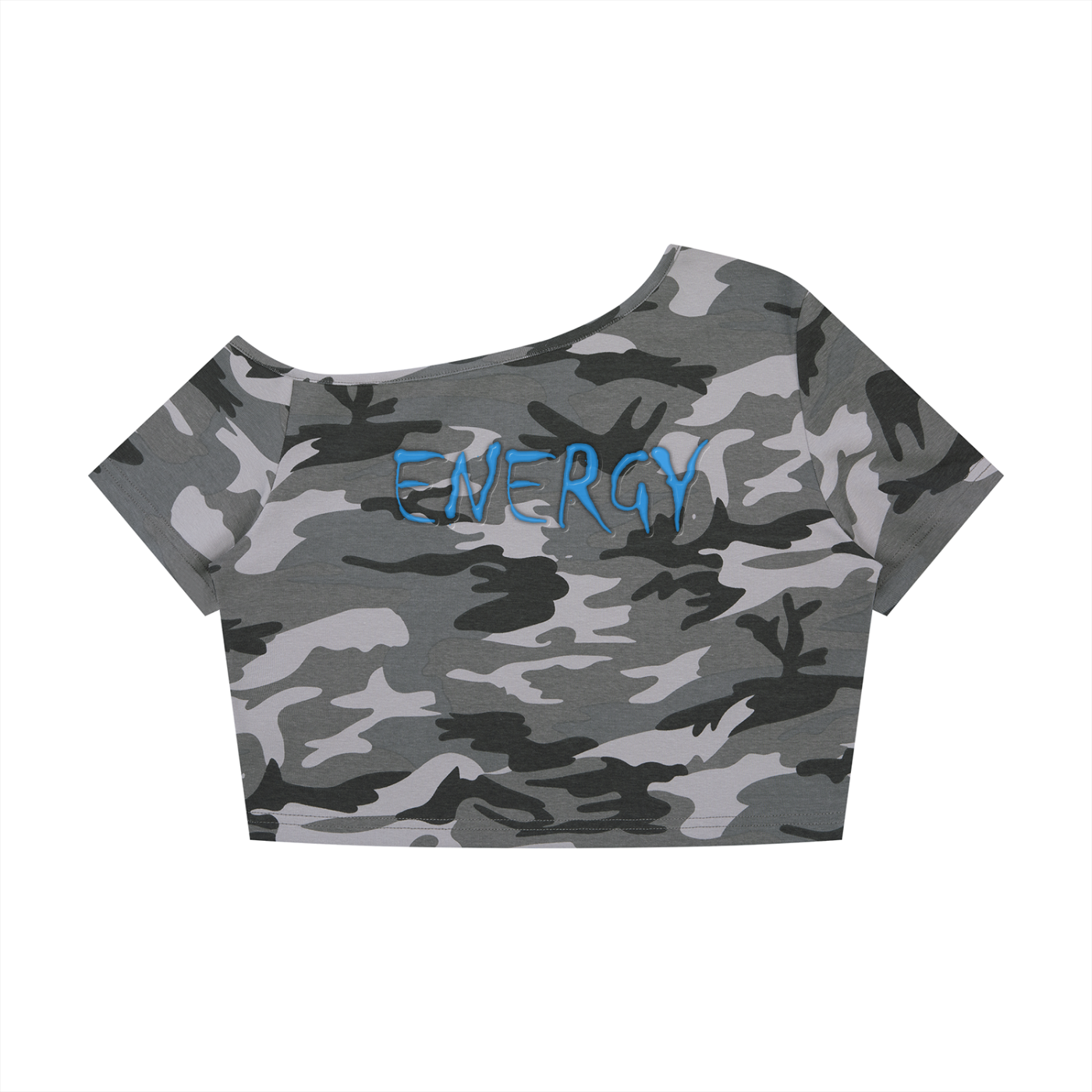 Loopylavi’s Women's Camo Off-Shoulder Crop T-Shirt